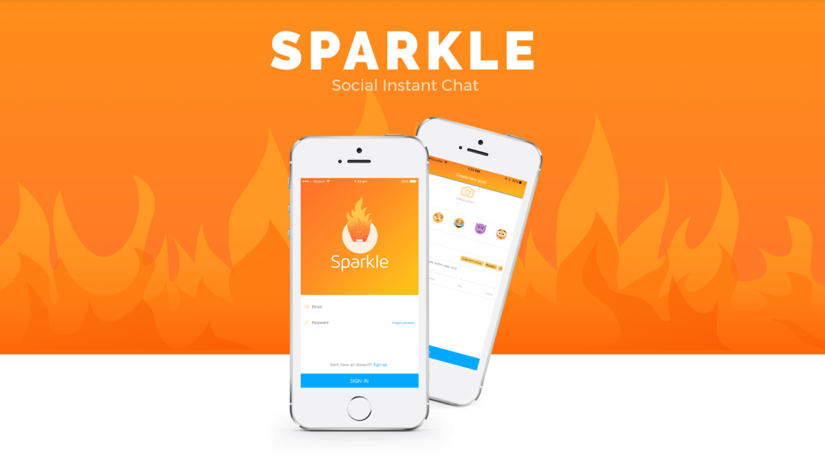 Sparkle Mobile App, location based chat app