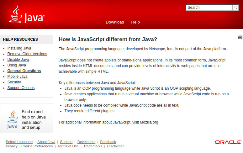 Java-javscrip-oracle