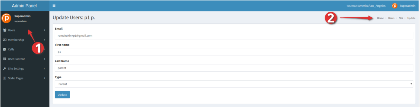 admin dashboard