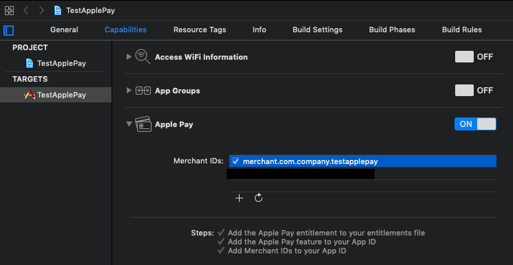Apple Pay integration screenshot