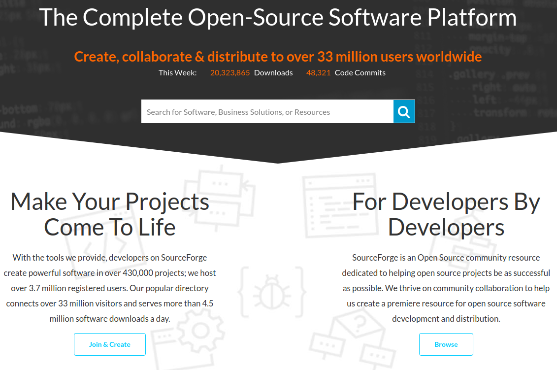 SourceForge screenshot