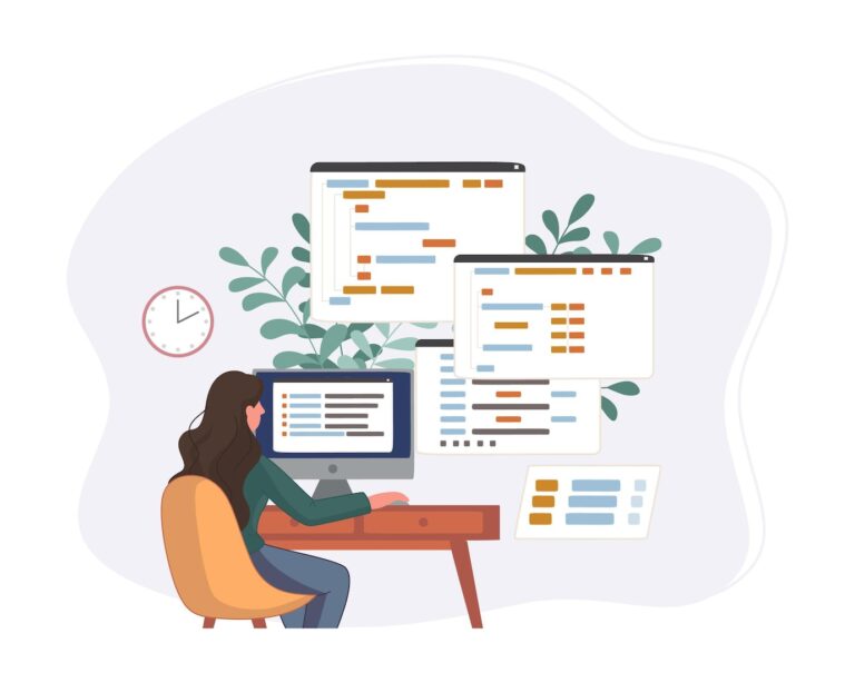 Photo of woman during programming and web development