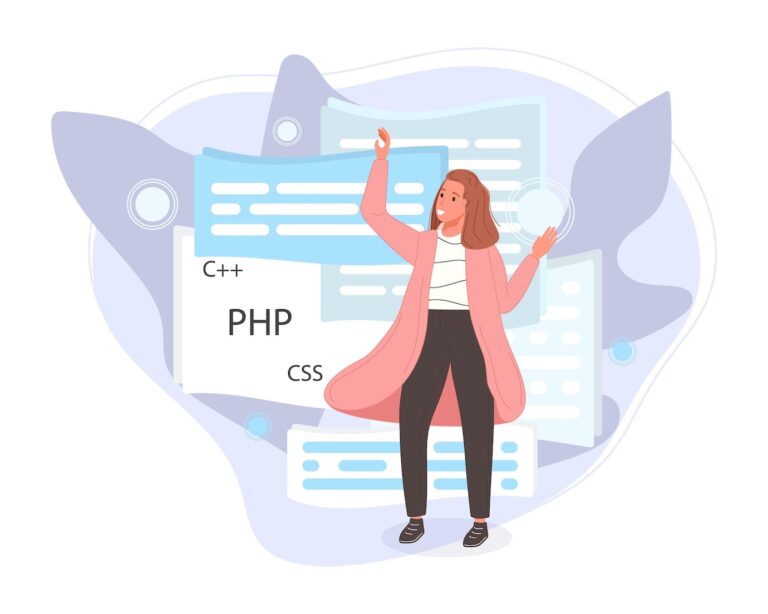 Photo symbolizing a woman during programming and web development