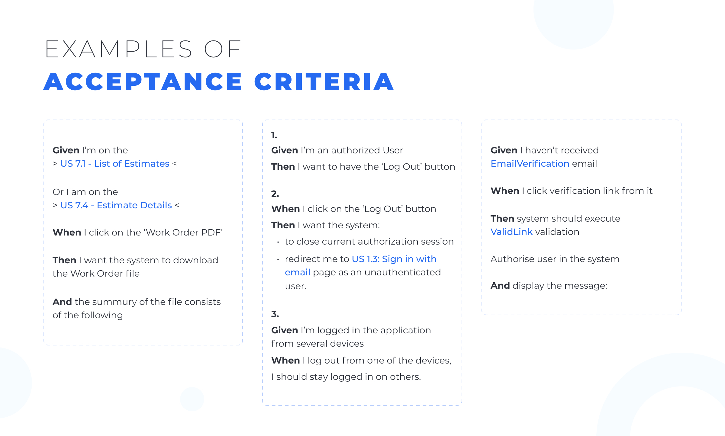 examples of acceptance criteria