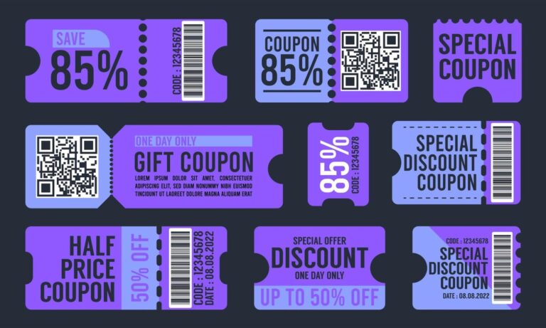 Various discount and coupon designs for local business deals