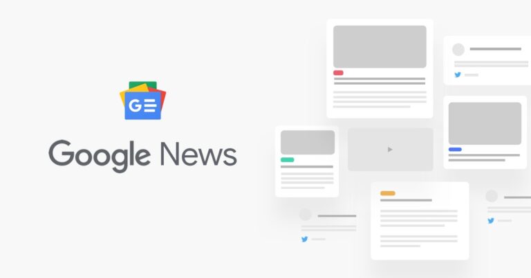 Google News logo with article previews