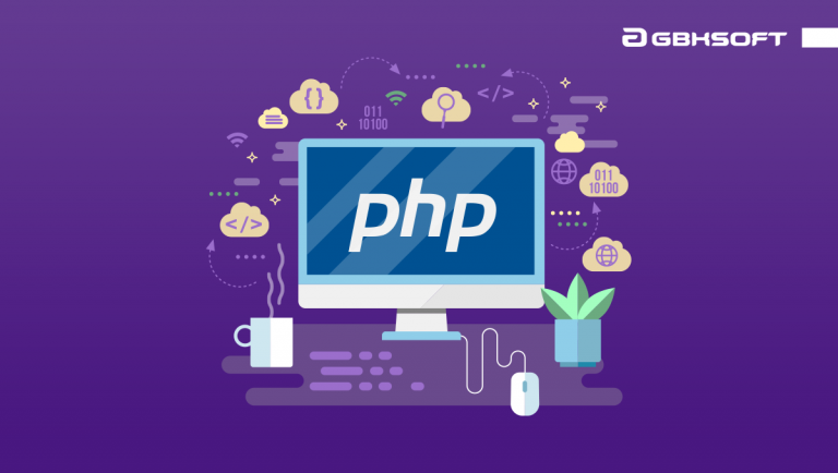 coding on the laptop, php development