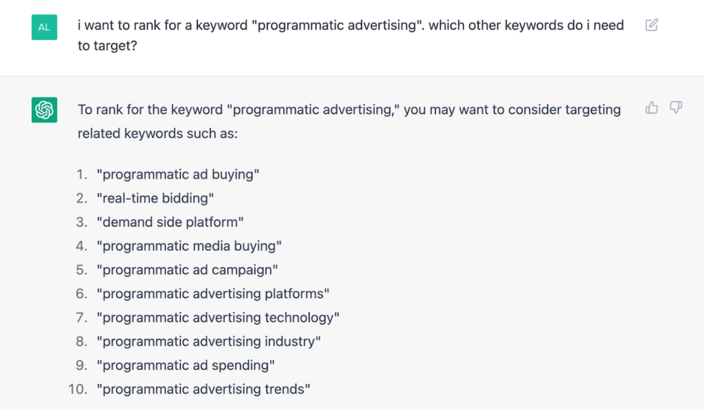 ChatGPT keyword research