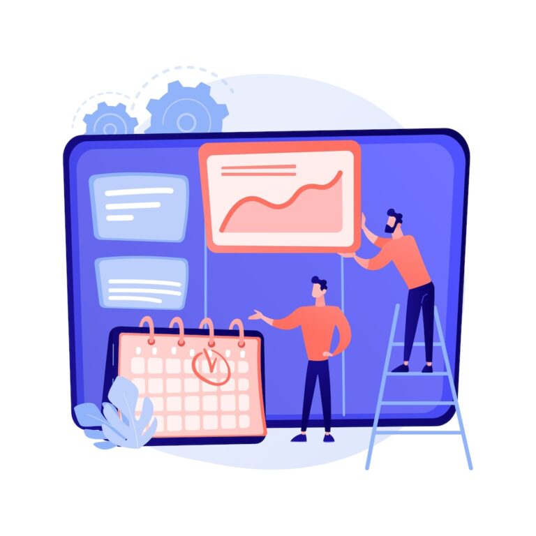 Illustration of professionals analyzing software vendor audit data and scheduling reviews