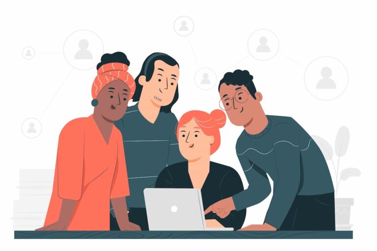 People learning together through learning management system