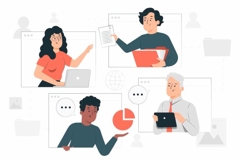 People exchanging knowledge through learning management system