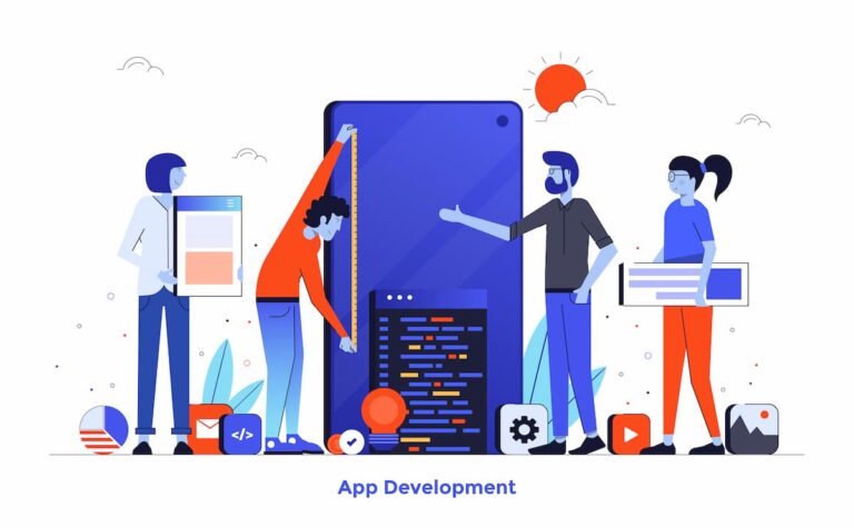 Image of people in the process of developing a mobile app