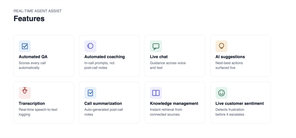 customer service agents customer interactions agent performance in the moment guidance real time agent assistance  key features customer inquiries agent assist technology 